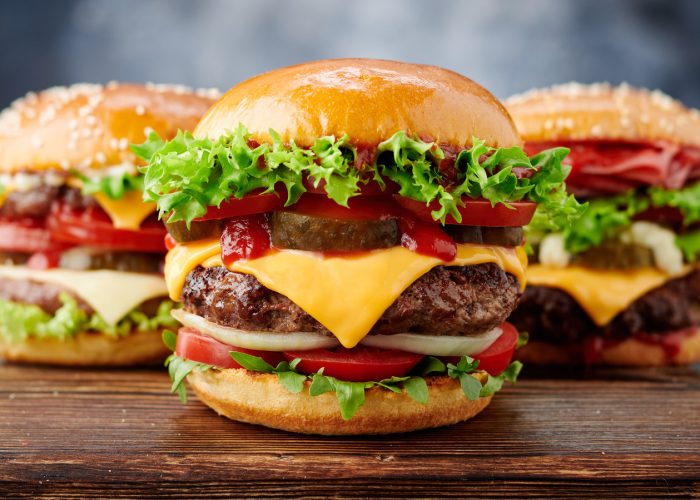 Fresh,Tasty,Burger,On,Dark,Background